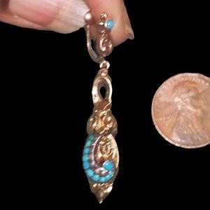 Antique Victorian Persian Turquoise & Seed Pearl SINGLE Earring As-Is